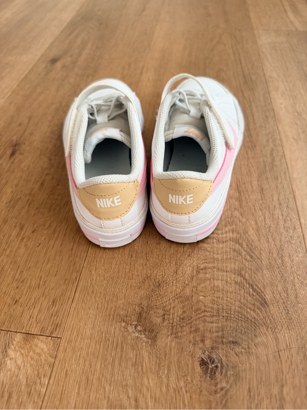 Nike White, Pink & Tan Kids Sneakers